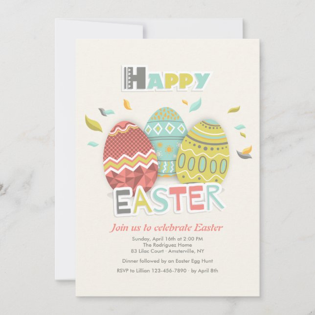Easter Eggs Three Invitation (Front)