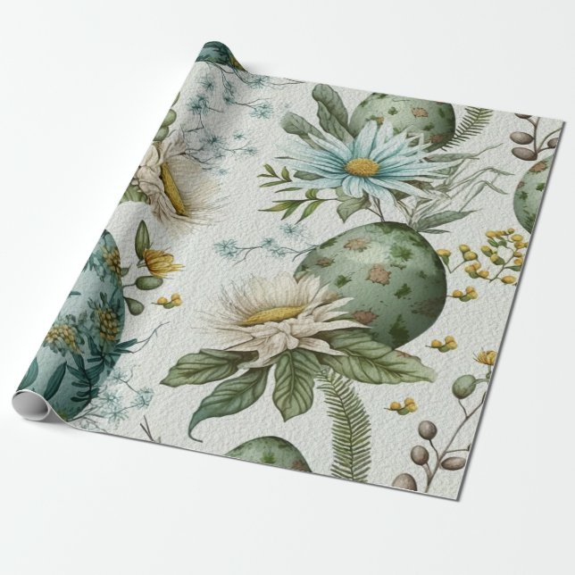 Easter eggs vintage nostalgic pattern No2 Wrapping Paper (Unrolled)