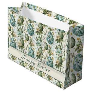 Easter eggs vintage nostalgic pattern No 2 Large Gift Bag