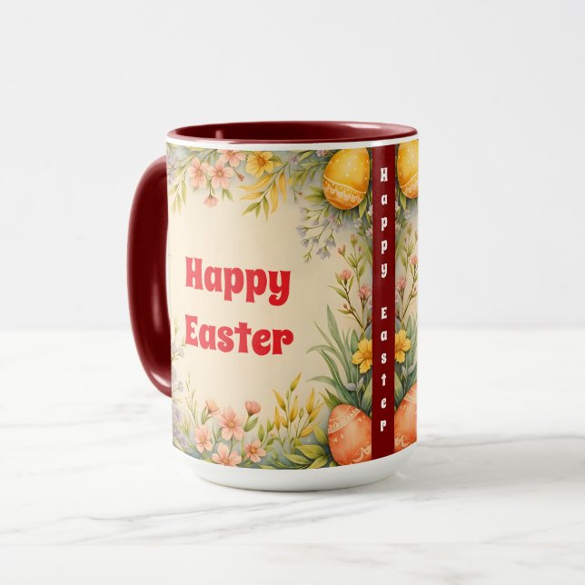 Easter Eggs Vintage Trendy Collection Mug (Front Left)