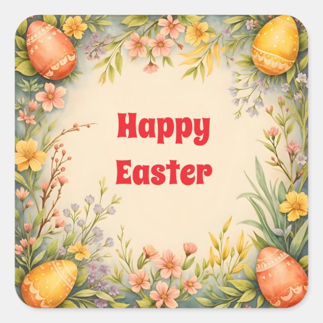 Easter Eggs Vintage Trendy Collection Square Sticker (Front)