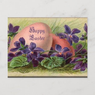 Easter Eggs & Violets Holiday Postcard