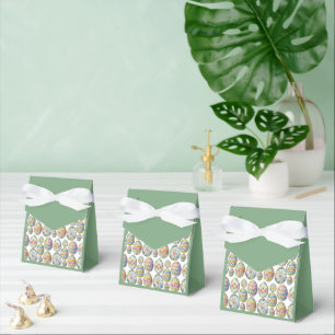 Easter Eggs Whimsical Colourful  Pattern Green Favour Box