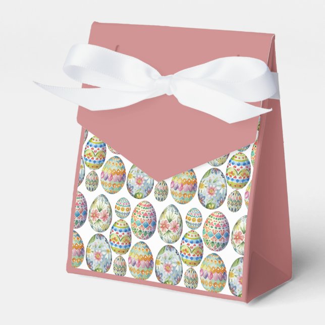 Easter Eggs Whimsical Colourful  Pattern Pink Favour Box (Front Side)