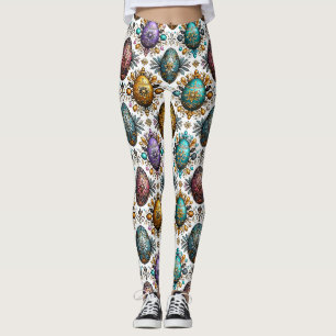 EASTER EGGS ~ White Multicoloured 3D ~ Leggings