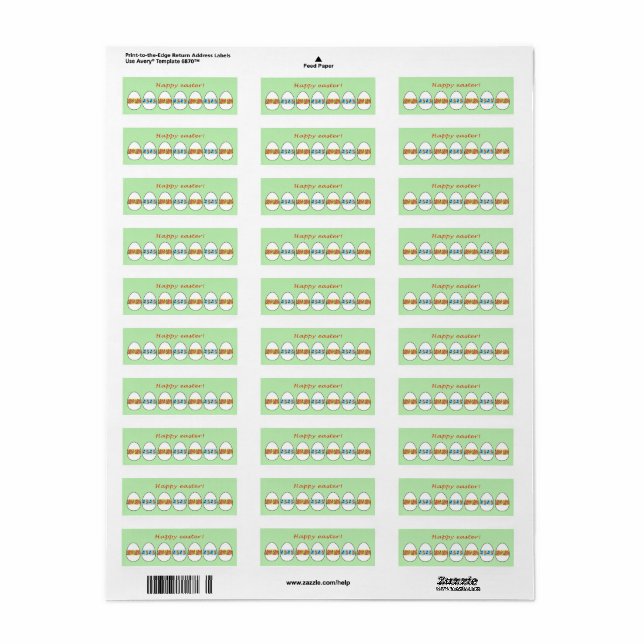 Easter eggs with a floral pattern return address label (Full Sheet)