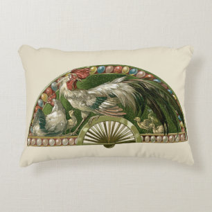 Easter Eggs with Chickens, Vintage Art Nouveau Decorative Cushion