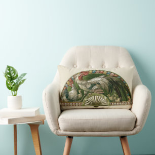 Easter Eggs with Chickens, Vintage Art Nouveau Lumbar Cushion