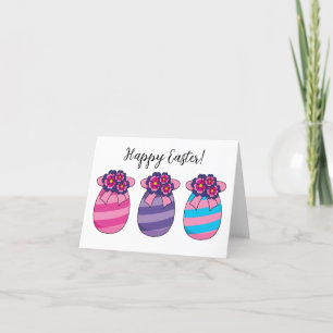 Easter Eggs with Flowers and Ribbon   Add Text Thank You Card