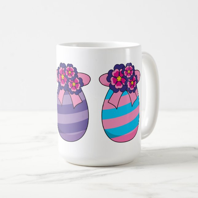 Easter Eggs with Flowers and Ribbon Coffee Mug (Front Right)