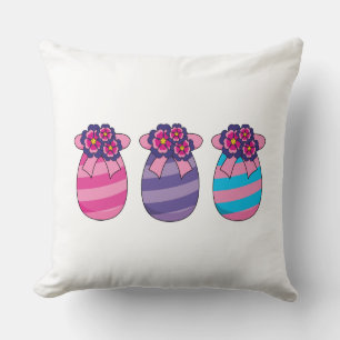 Easter Eggs with Flowers and Ribbon Cushion