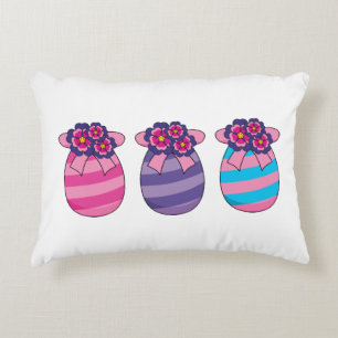 Easter Eggs with Flowers and Ribbon Decorative Cushion