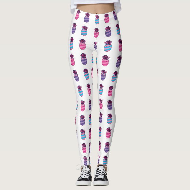 Easter Eggs with Flowers and Ribbon Leggings (Front)