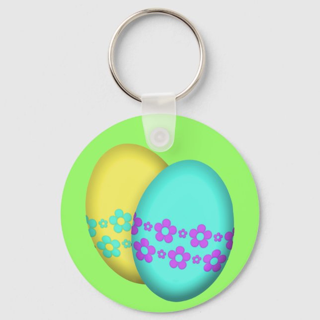 Easter Eggs With Flowers Key Ring (Front)