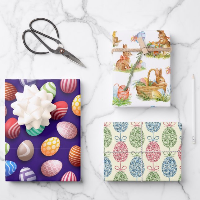 Easter Eggs Wrapping Paper Sheet (Front)