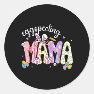 Easter Eggspecting Mama Pregnancy Announcement Classic Round Sticker