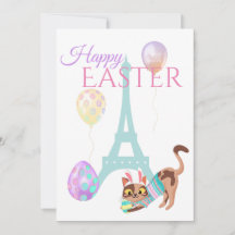 Easter Eiffel Tower and Cat Pastel Balloons