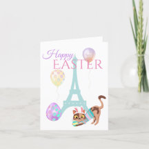 Easter Eiffel Tower and Cat Pastel Balloons
