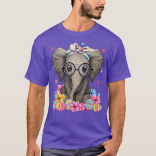 Easter Elephant Wearing Sunglasses Bunny Eggs Flow T-Shirt