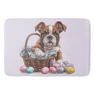Easter English Bulldogs Bath Mat
