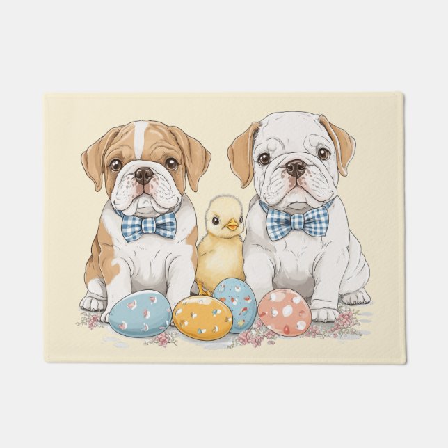 Easter English Bulldogs Doormat (Front)