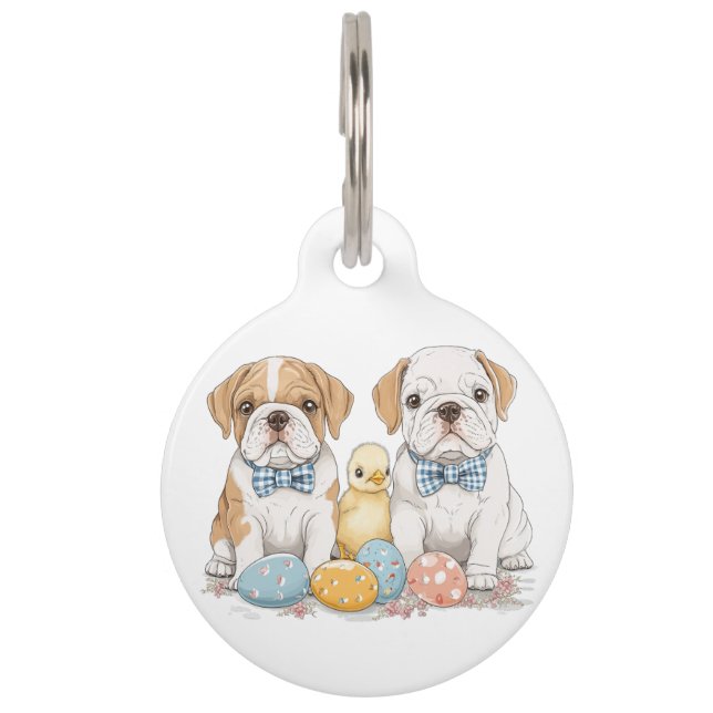 Easter English Bulldogs Pet Tag (Front)
