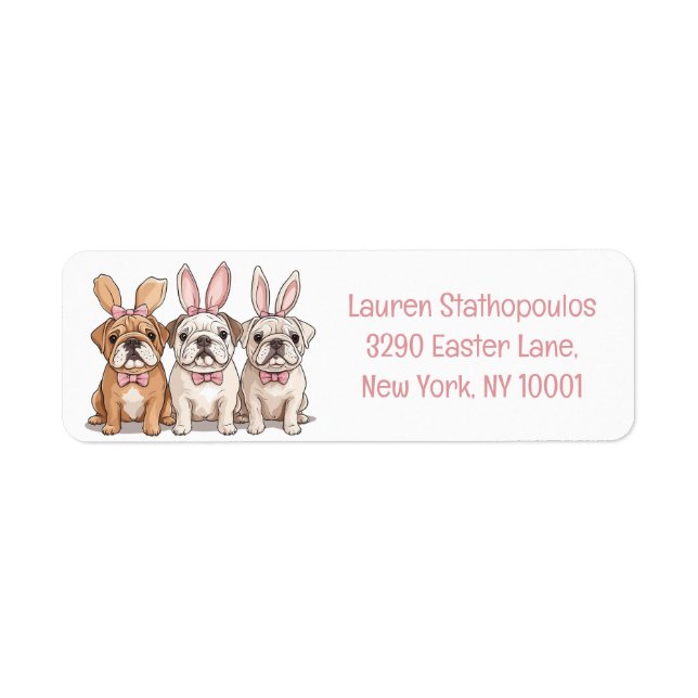 Easter English Bulldogs Return Address Label (Front)