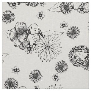 Easter Fabric Bunny Spring Floral Pattern