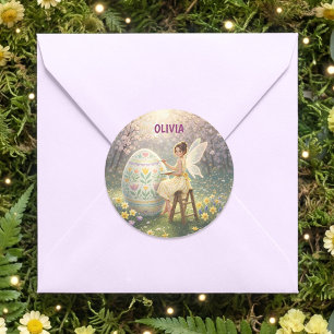 Easter Fairy Painting Egg Spring Classic Round Sticker