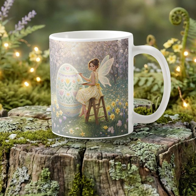 Easter Fairy Painting Egg Spring Coffee Mug (Creator Uploaded)