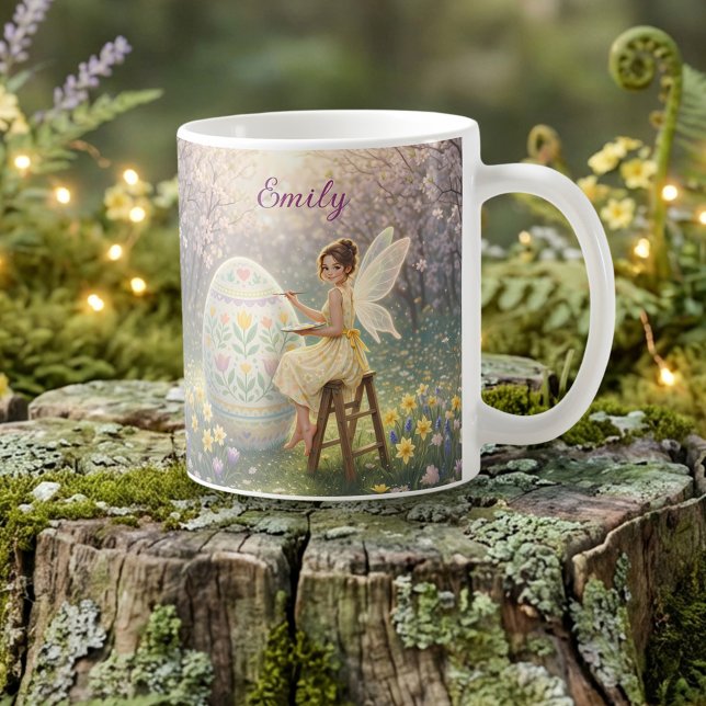 Easter Fairy Painting Egg Spring Name Coffee Mug (Creator Uploaded)