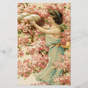 easter faith flowers pink Cherry Blossom Nest cute Stationery