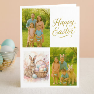 Easter Family Photo Collage Folded Holiday Card