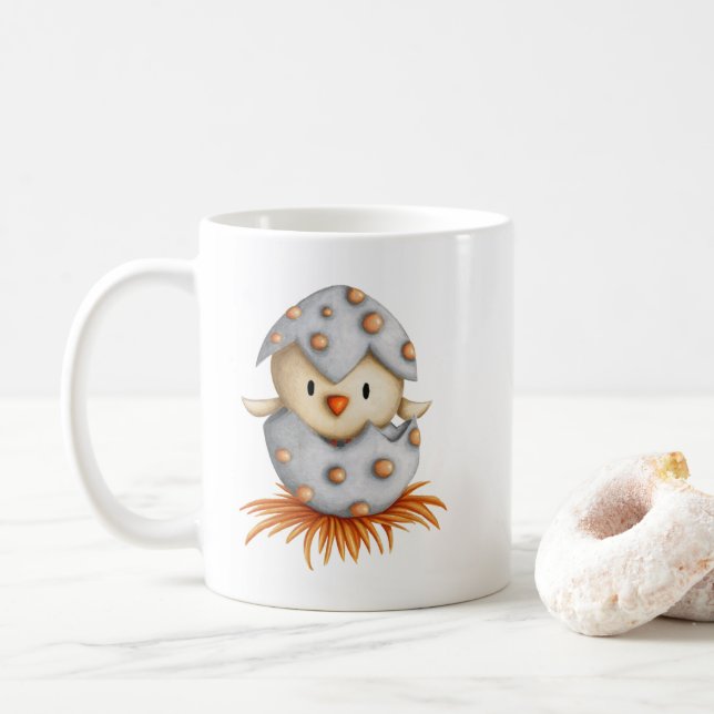 Easter Farm Chick Hatching Coffee Mug (With Donut)