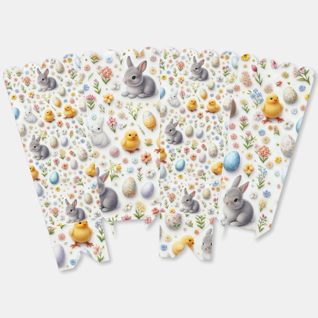 Easter Favor Box – Tiny Eggs, Bunnies & Chicks  (Unfolded)