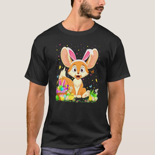 Easter Fennec Fox Bunny Egg Hunting Fennec Fox Eas T-Shirt (Front)