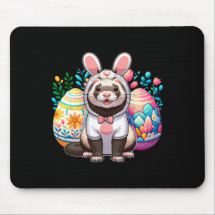 Easter Ferret Cosplay Bunny Hunting Colourful Eggs Mouse Pad