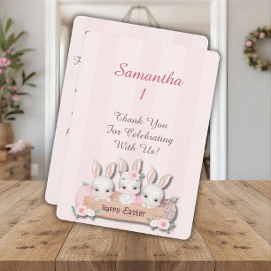 Easter First Birthday Thank You - Kawaii Bunnies