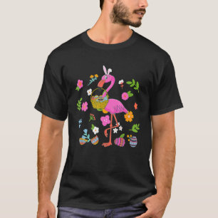 Easter Flamingo Bunny Lovers Girls Egg Basket Funn T-Shirt