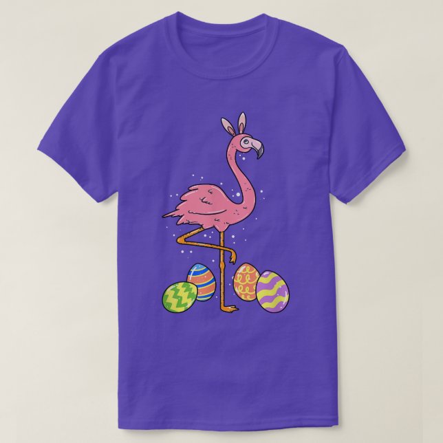 Easter Flamingo Easter Bunny Egg Basket Funny East T-Shirt (Design Front)