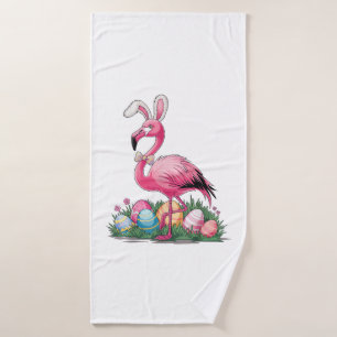 Easter Flamingo T-Shirt Bath Towel