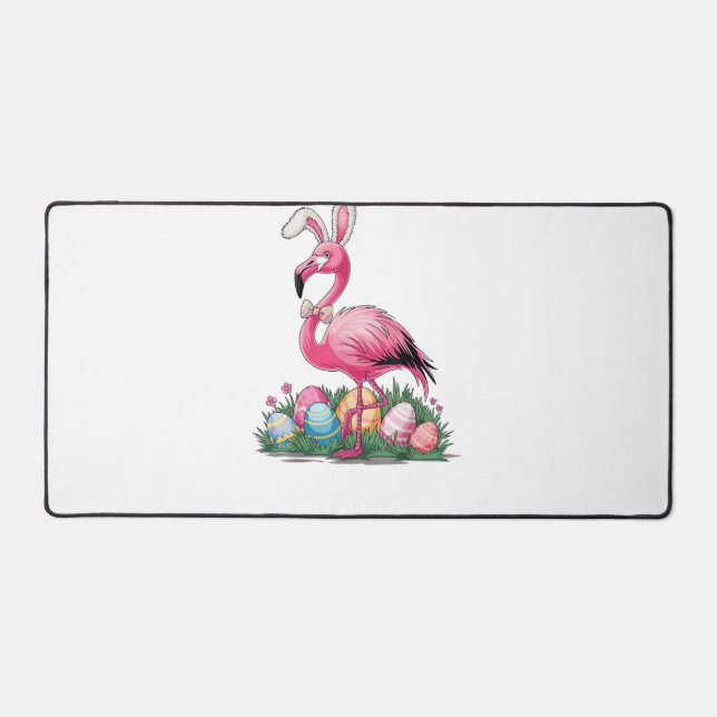 Easter Flamingo T-Shirt Desk Mat (Front)