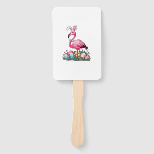 Easter Flamingo T-Shirt Hand Fan (Front)