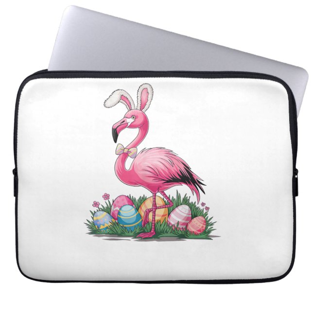 Easter Flamingo T-Shirt Laptop Sleeve (Front)