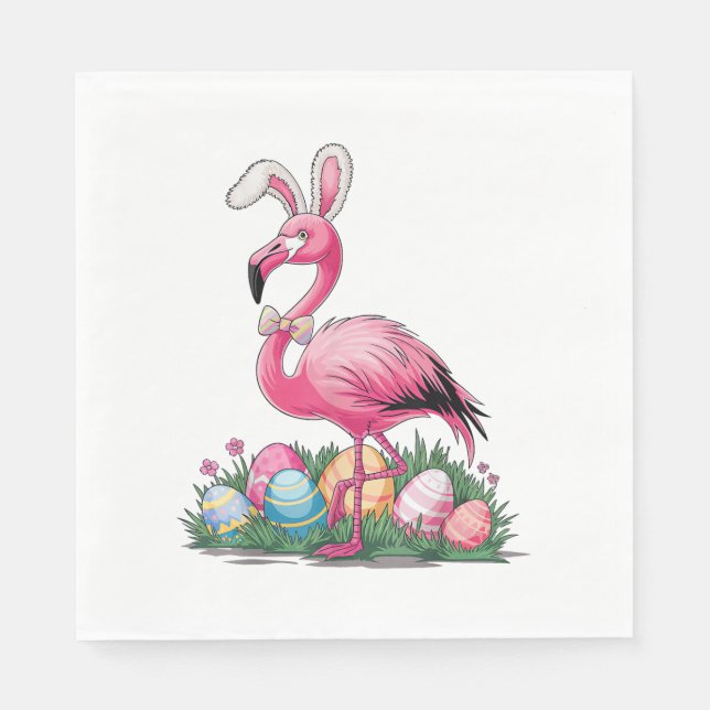 Easter Flamingo T-Shirt Napkin (Front)