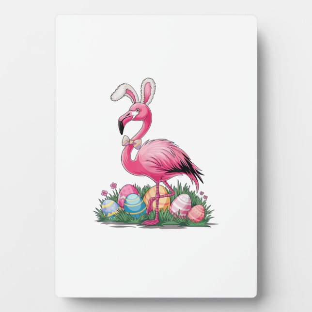 Easter Flamingo T-Shirt Plaque (Front)