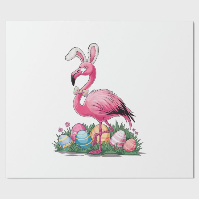 Easter Flamingo T-Shirt Wrapping Paper (Flat)