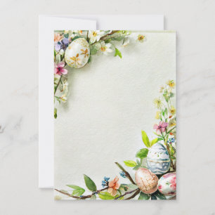 Easter floral and egg blank stationery holiday card