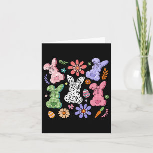 Easter Floral Bunny Boho Retro Flowers Rabbit Girl Card