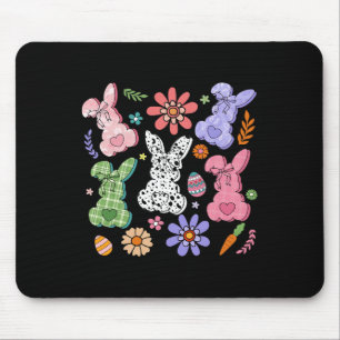 Easter Floral Bunny Boho Retro Flowers Rabbit Girl Mouse Pad